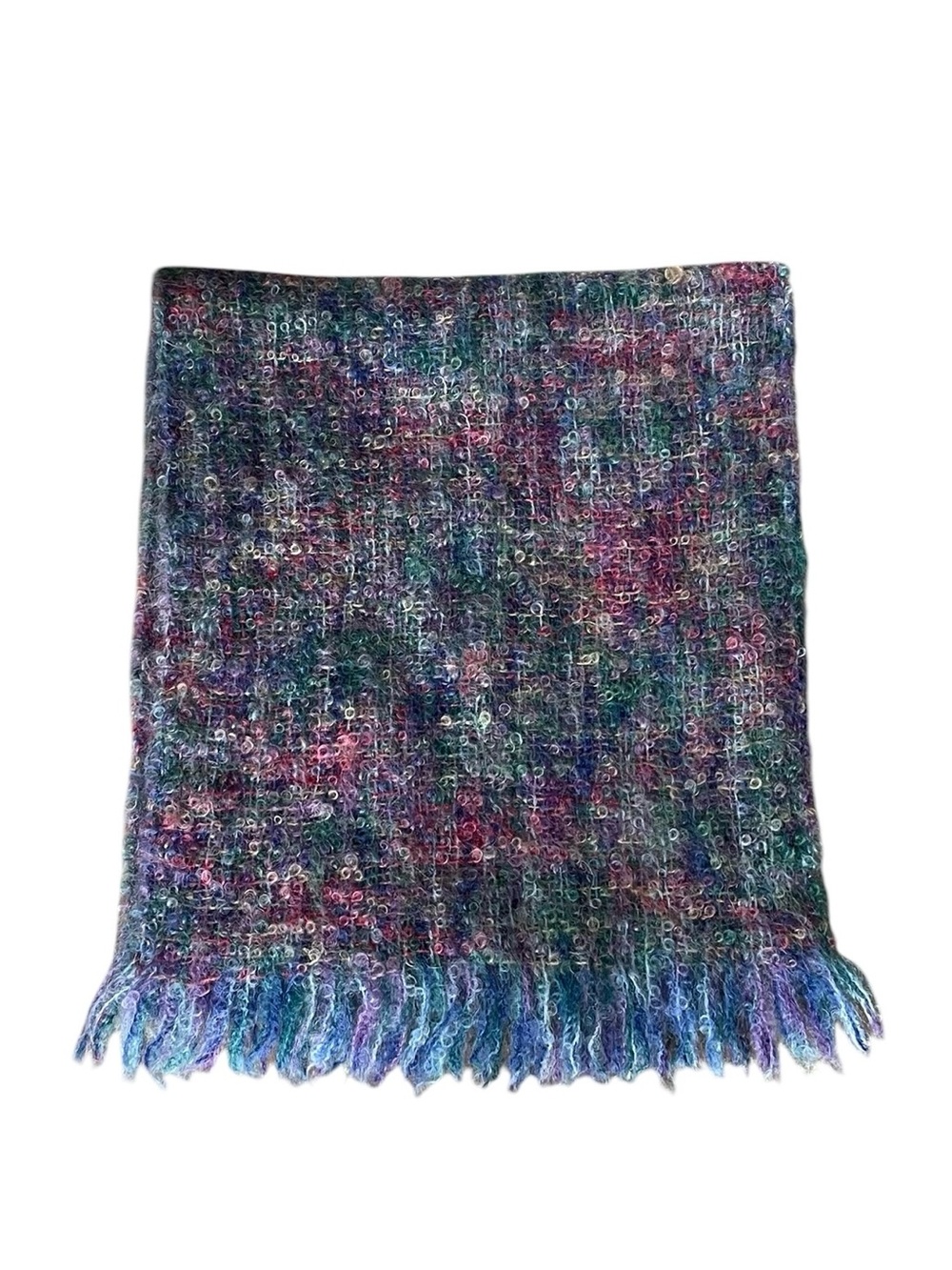 MUCROS Weavers Ireland Multicolor Mohair Wool Scarf - Blue & Purple Tones